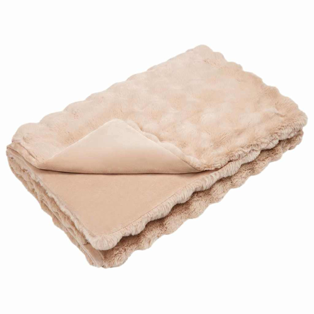 Produktbild för Halkfri filt i konstgjord kaninfäll Olite 4 pcs Beige Polyester