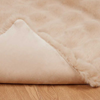 Produktbild för Halkfri filt i konstgjord kaninfäll Olite 4 pcs Beige Polyester