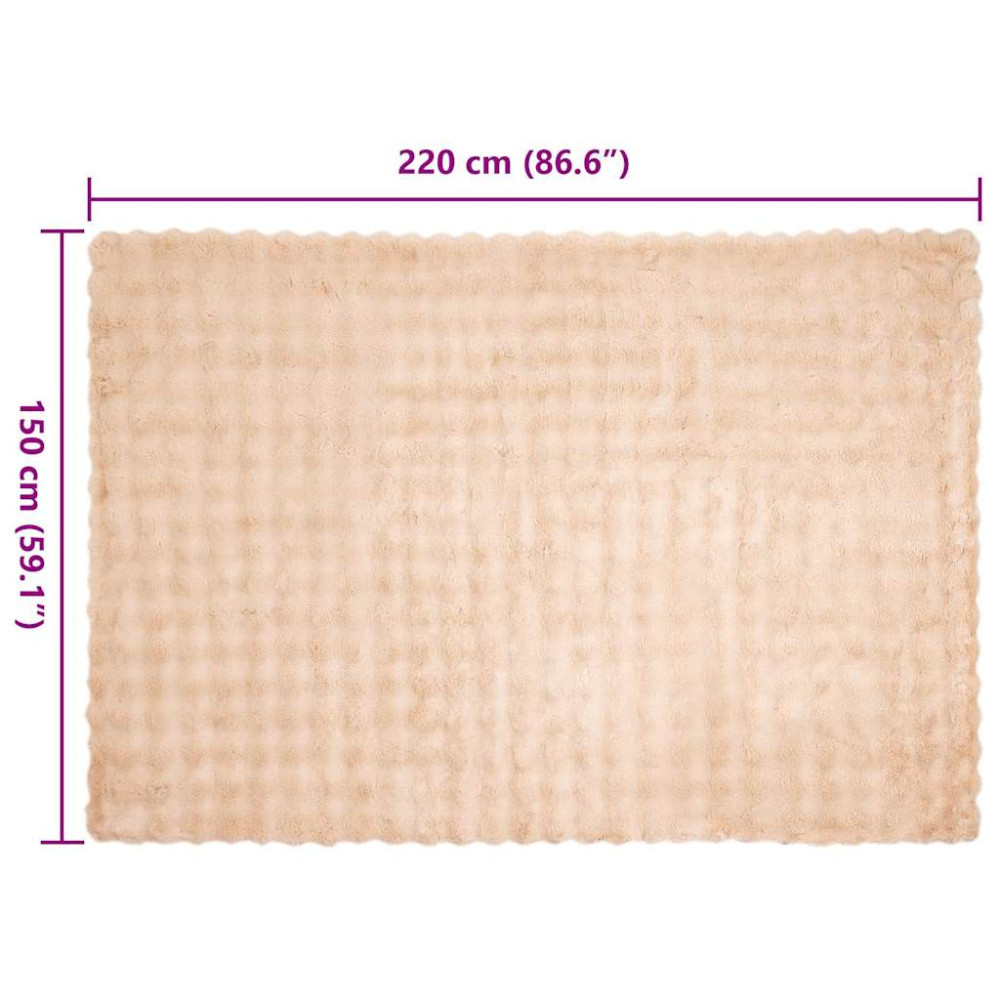 Produktbild för Halkfri filt i konstgjord kaninfäll Olite 4 pcs Beige Polyester