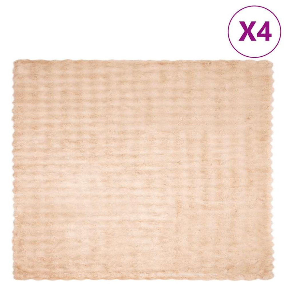 Produktbild för Halkfri filt i konstgjord kaninfäll Olite 4 pcs Beige Polyester