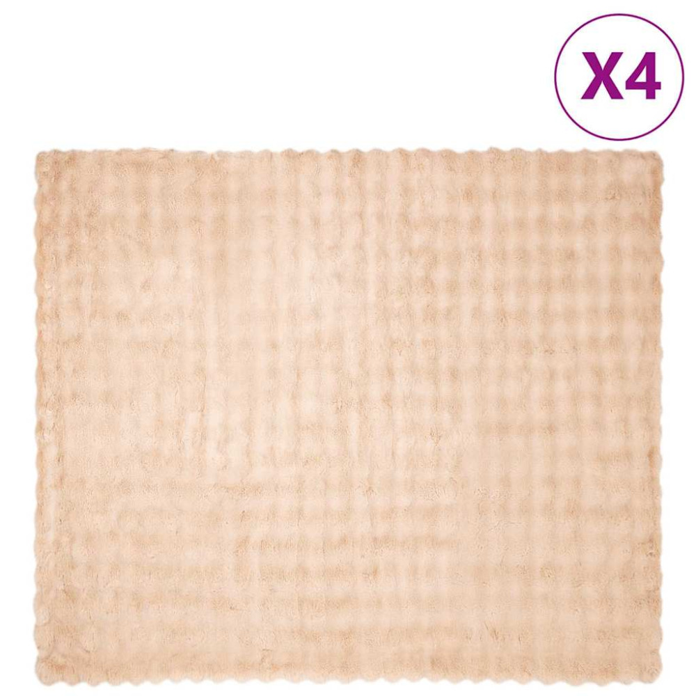 Produktbild för Halkfri filt i konstgjord kaninfäll Olite 4 pcs Beige Polyester