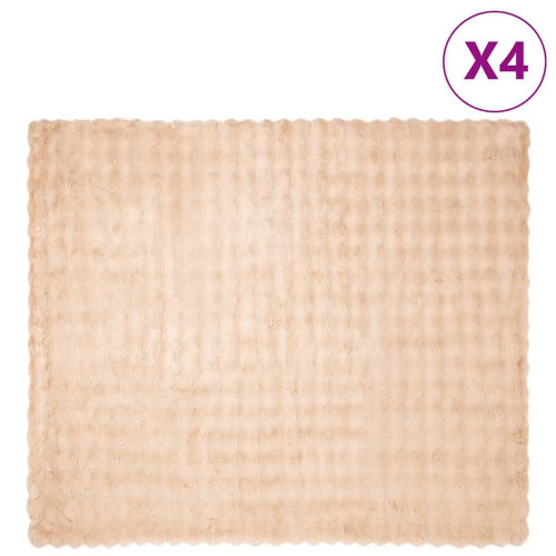 vidaXL Halkfri filt i konstgjord kaninfäll Olite 4 pcs Beige Polyester