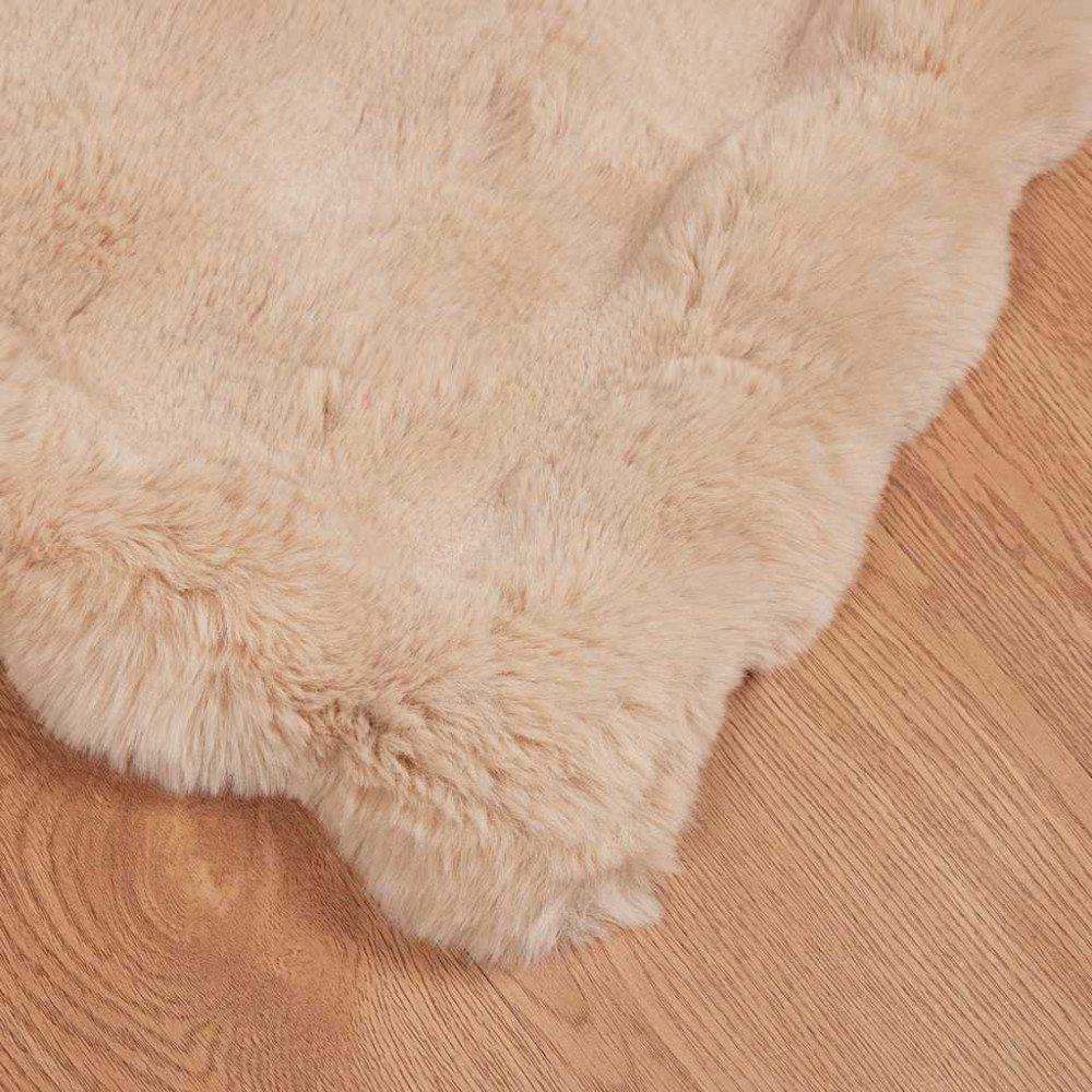 Produktbild för Halkfri filt i konstgjord kaninfäll Olite 4 pcs Beige Polyester
