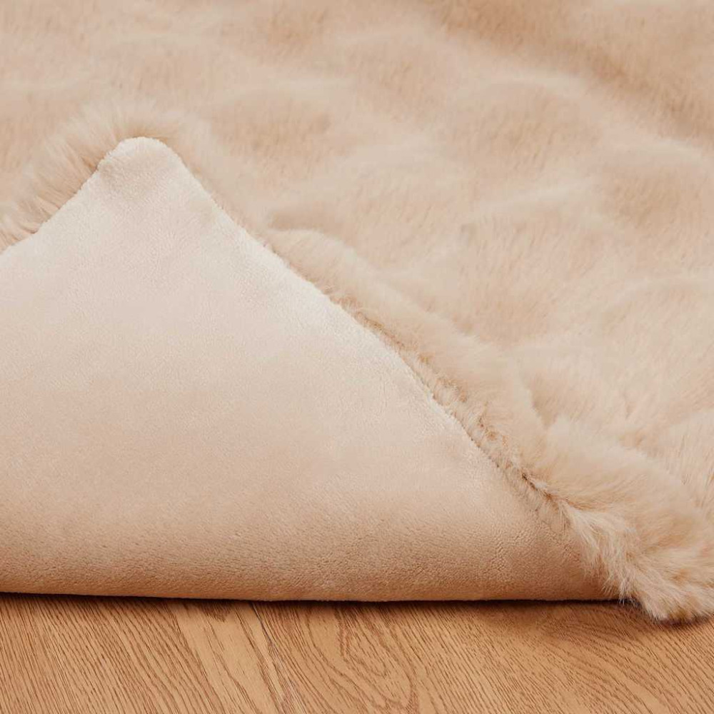 Produktbild för Halkfri filt i konstgjord kaninfäll Olite 4 pcs Beige Polyester
