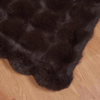 Produktbild för Halkfri filt i konstgjord kaninfäll Olite 4 pcs Kamel Polyester