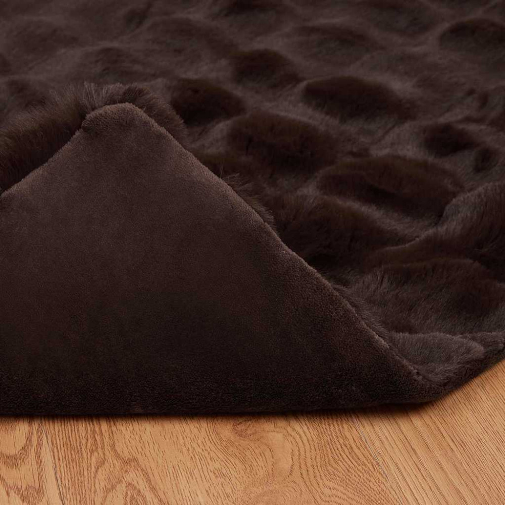 Produktbild för Halkfri filt i konstgjord kaninfäll Olite 4 pcs Kamel Polyester