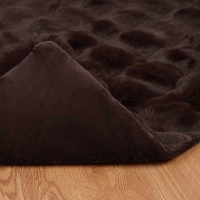 Produktbild för Halkfri filt i konstgjord kaninfäll Olite 4 pcs Kamel Polyester