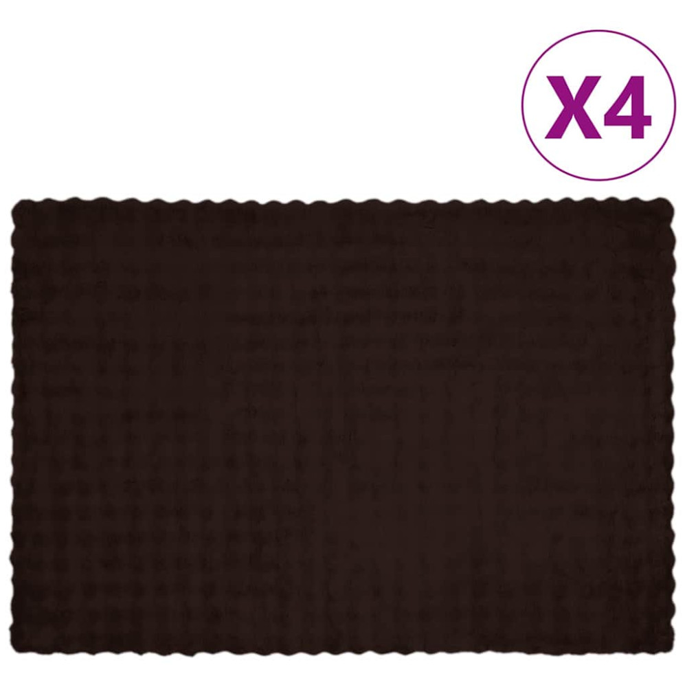 Produktbild för Halkfri filt i konstgjord kaninfäll Olite 4 pcs Kamel Polyester