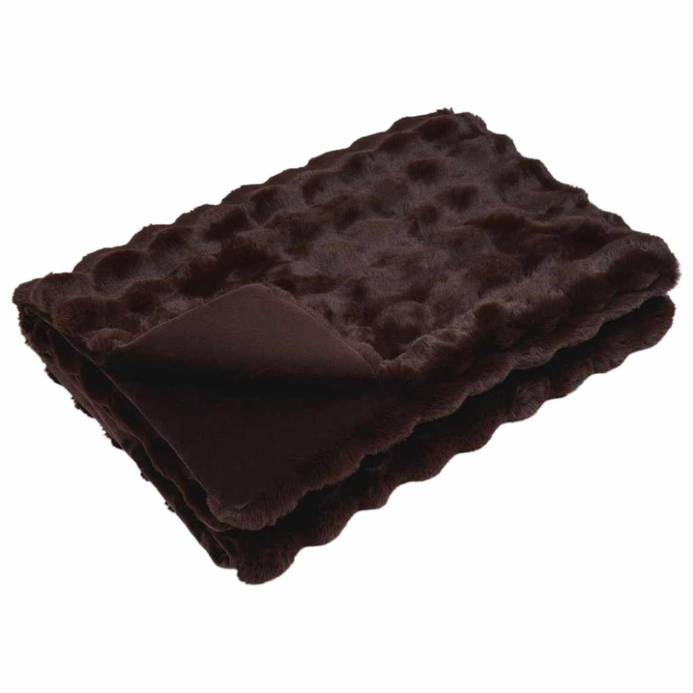 Produktbild för Halkfri filt i konstgjord kaninfäll Olite 4 pcs Kamel Polyester