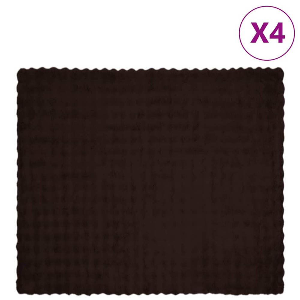 Produktbild för Halkfri filt i konstgjord kaninfäll Olite 4 pcs Kamel Polyester