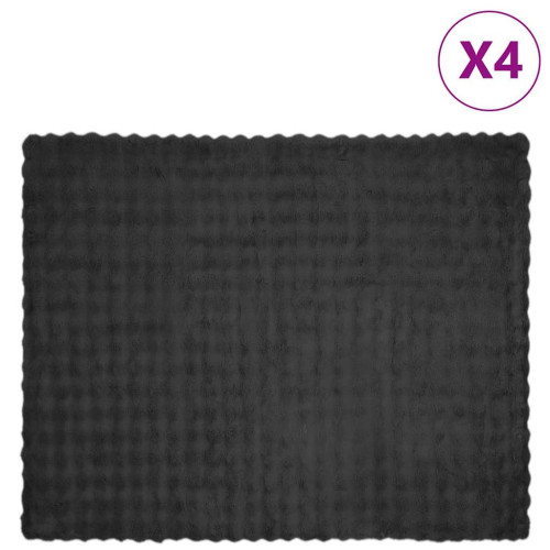 vidaXL Halkfri filt i konstgjord kaninfäll Olite 4 pcs Mörkgrå