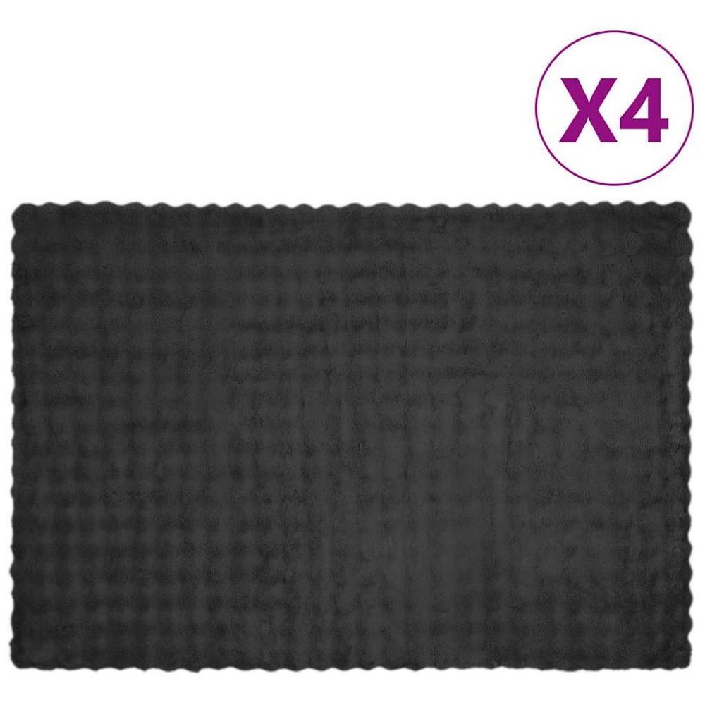 Produktbild för Halkfri filt i konstgjord kaninfäll Olite 4 pcs Mörkgrå