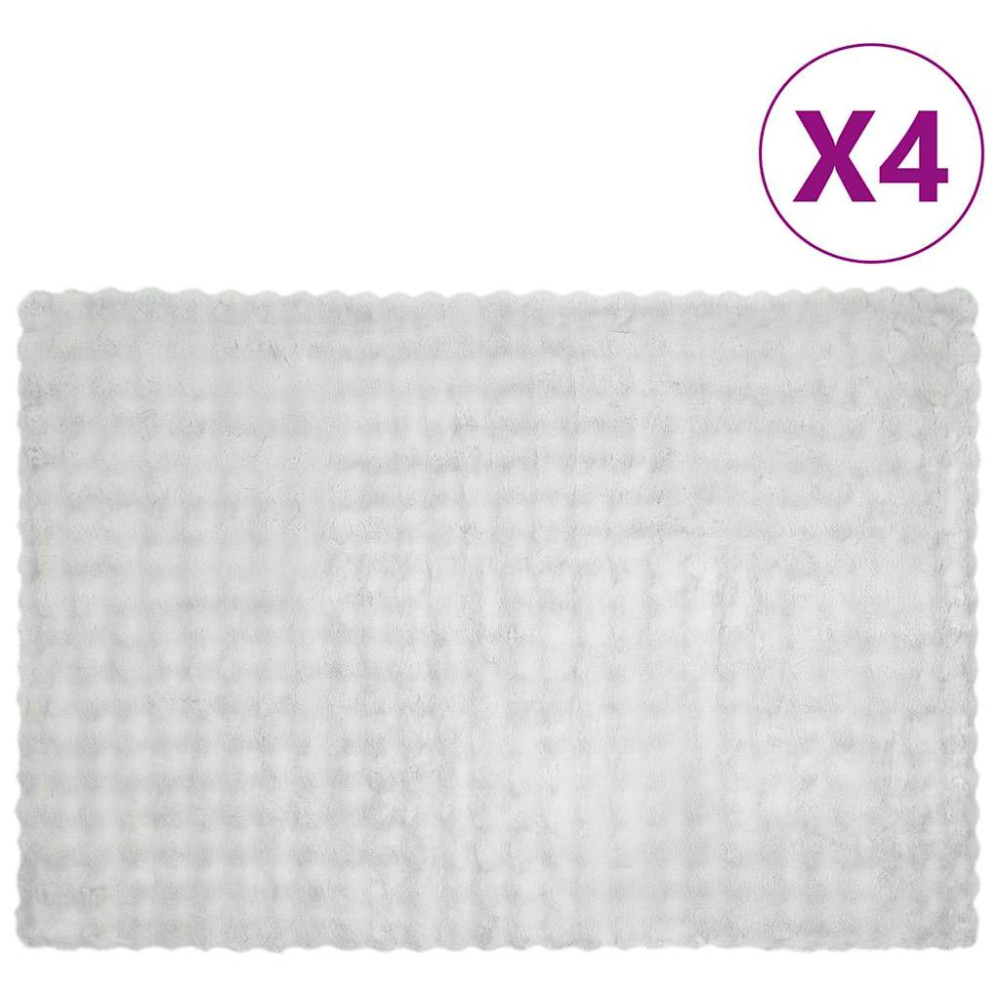 Produktbild för Halkfri filt i konstgjord kaninfäll Olite 4 pcs Grå Polyester