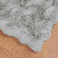 Produktbild för Halkfri filt i konstgjord kaninfäll Olite 4 pcs Grå Polyester