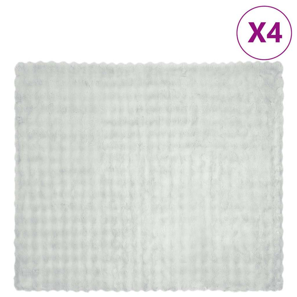Produktbild för Halkfri filt i konstgjord kaninfäll Olite 4 pcs Grå Polyester