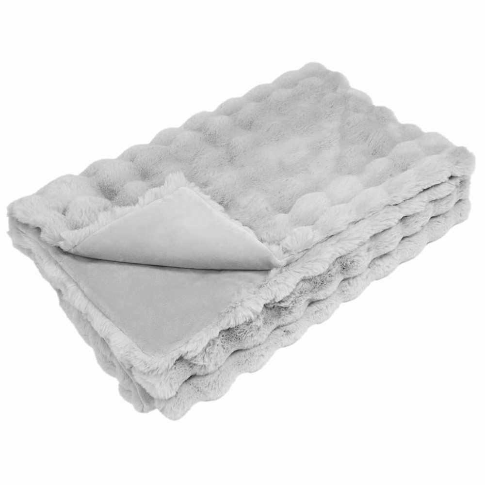 Produktbild för Halkfri filt i konstgjord kaninfäll Olite 4 pcs Grå Polyester
