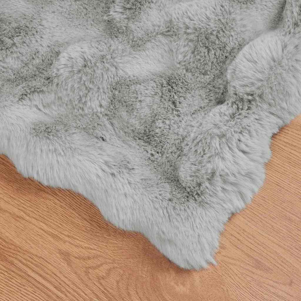 Produktbild för Halkfri filt i konstgjord kaninfäll Olite 4 pcs Grå Polyester