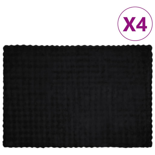 vidaXL Halkfri filt i konstgjord kaninfäll Olite 4 pcs Svart Polyester