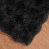 Produktbild för Halkfri filt i konstgjord kaninfäll Olite 4 pcs Svart Polyester