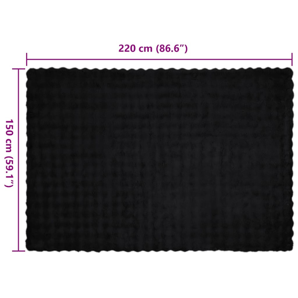 Produktbild för Halkfri filt i konstgjord kaninfäll Olite 4 pcs Svart Polyester
