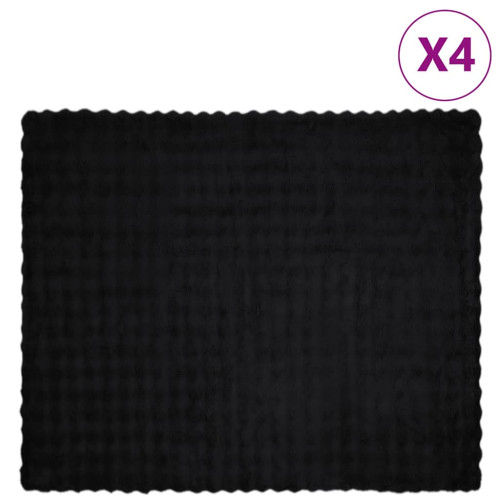 vidaXL Halkfri filt i konstgjord kaninfäll Olite 4 pcs Svart Polyester