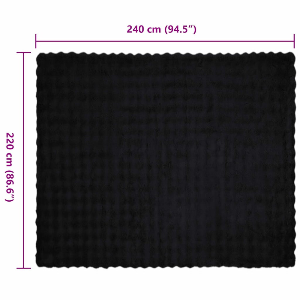 Produktbild för Halkfri filt i konstgjord kaninfäll Olite 4 pcs Svart Polyester