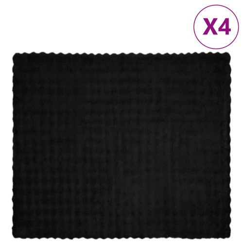 vidaXL Halkfri filt i konstgjord kaninfäll Olite 4 pcs Svart Polyester