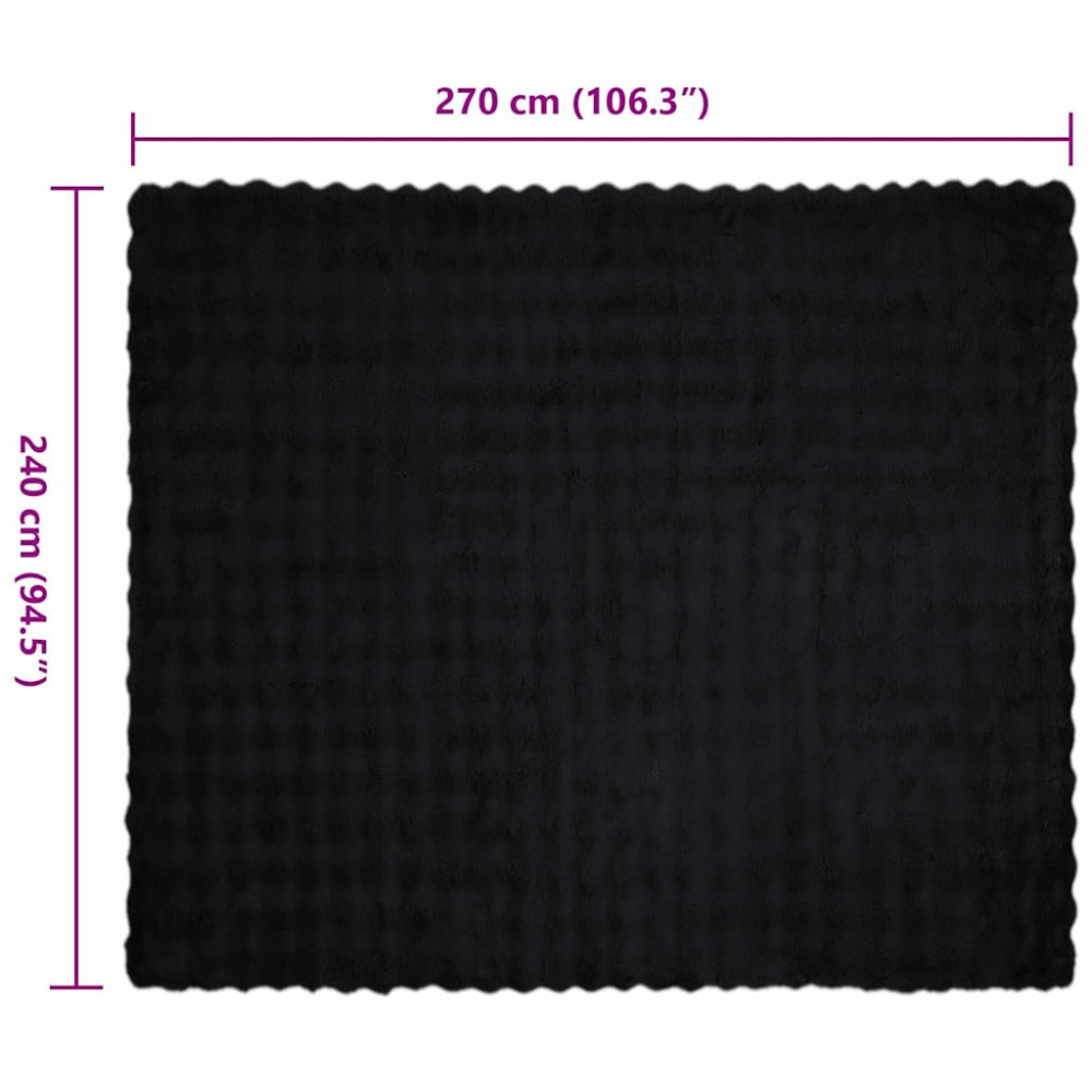 Produktbild för Halkfri filt i konstgjord kaninfäll Olite 4 pcs Svart Polyester
