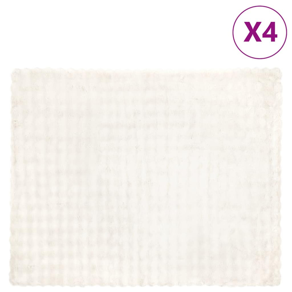Produktbild för Halkfri filt i konstgjord kaninfäll Olite 4 pcs Vit Polyester