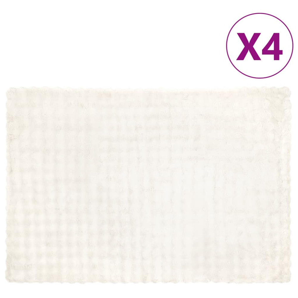 Produktbild för Halkfri filt i konstgjord kaninfäll Olite 4 pcs Vit Polyester