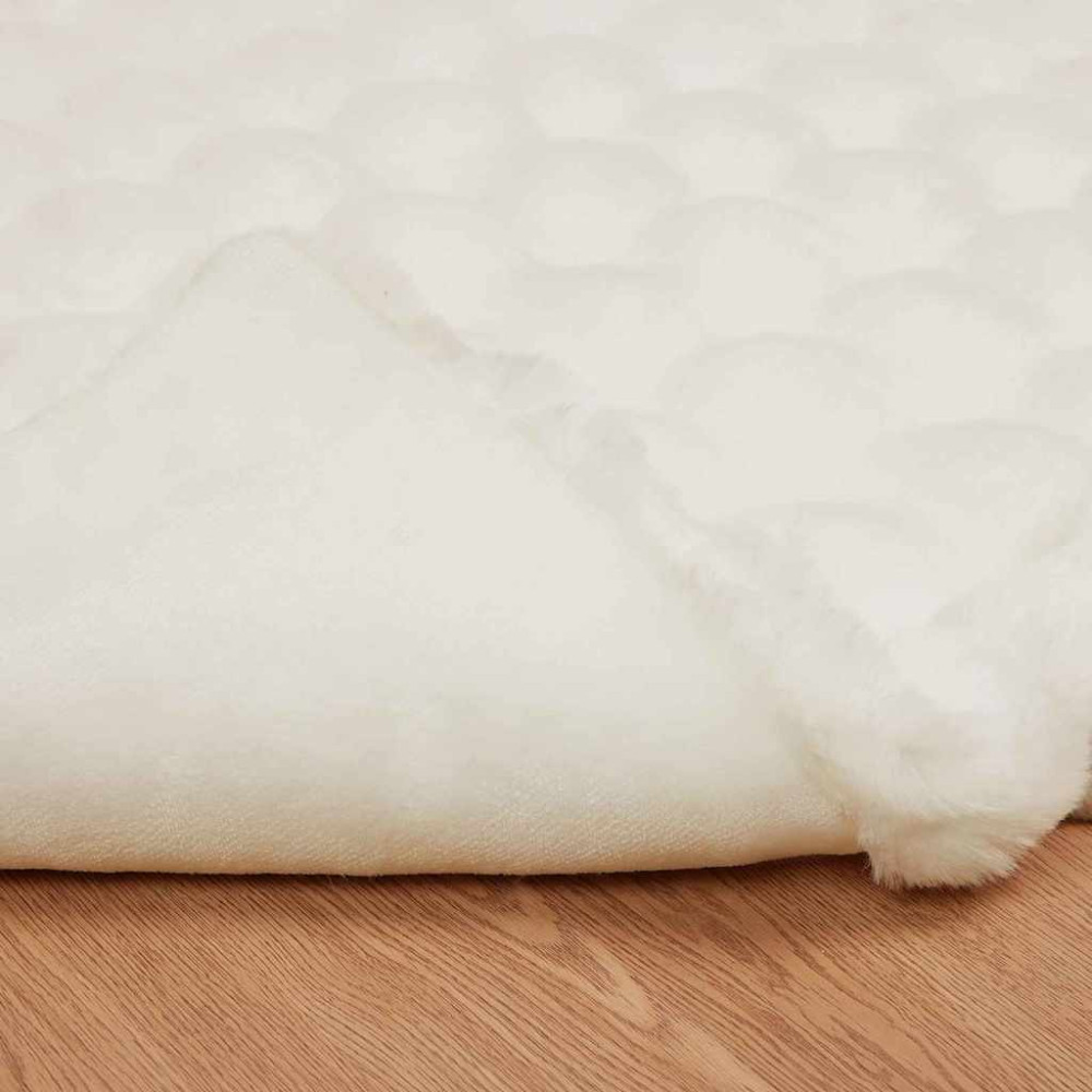 Produktbild för Halkfri filt i konstgjord kaninfäll Olite 4 pcs Vit Polyester
