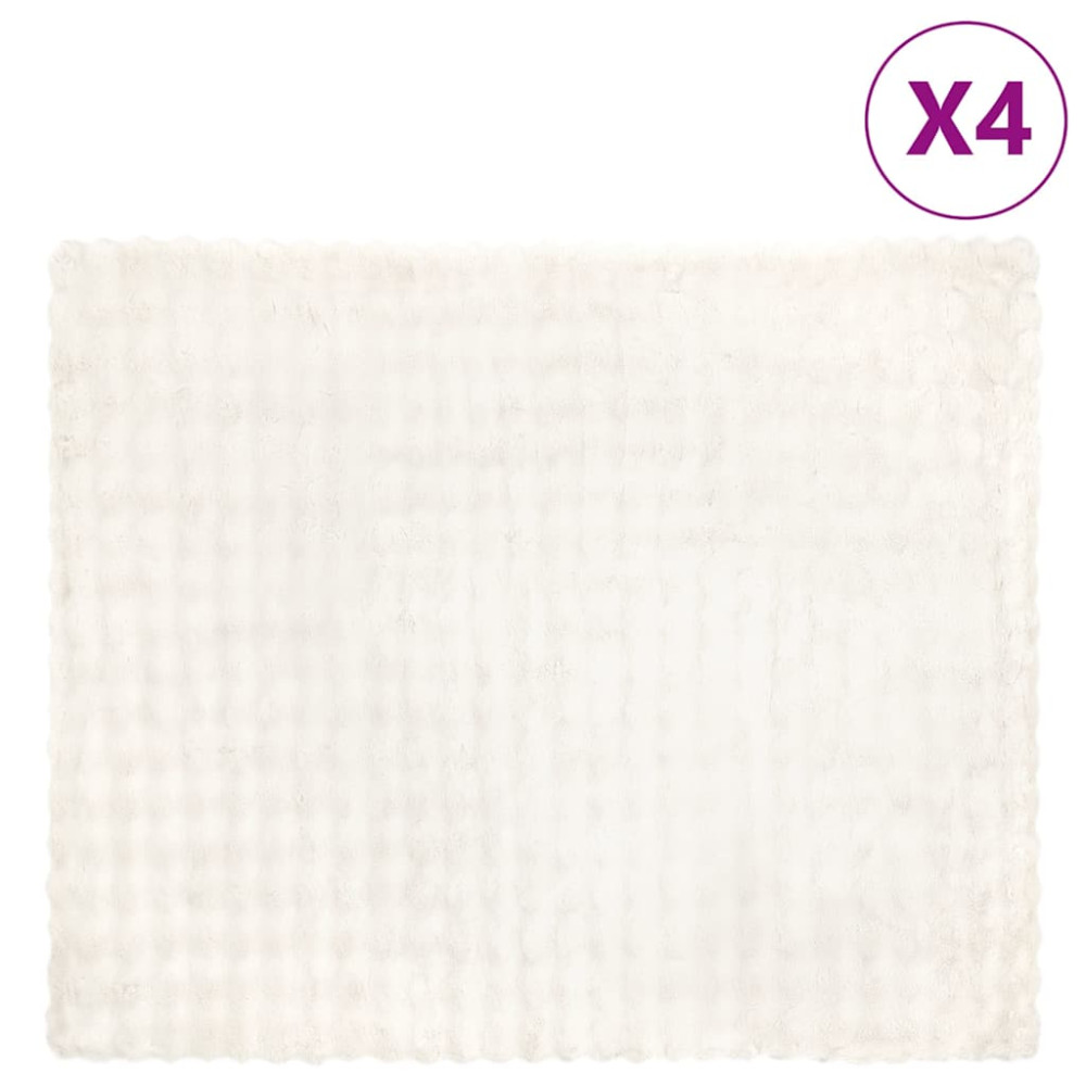 Produktbild för Halkfri filt i konstgjord kaninfäll Olite 4 pcs Vit Polyester