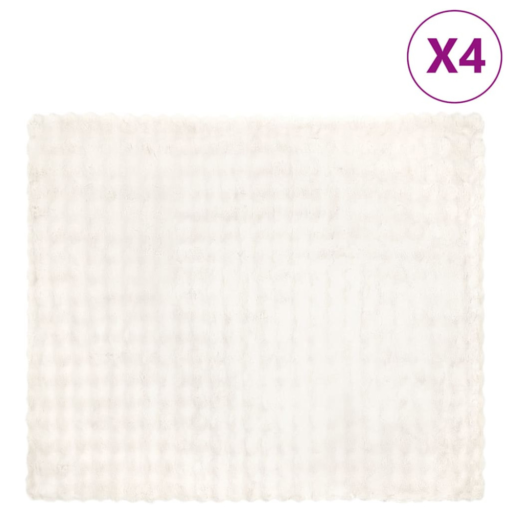 Produktbild för Halkfri filt i konstgjord kaninfäll Olite 4 pcs Vit Polyester