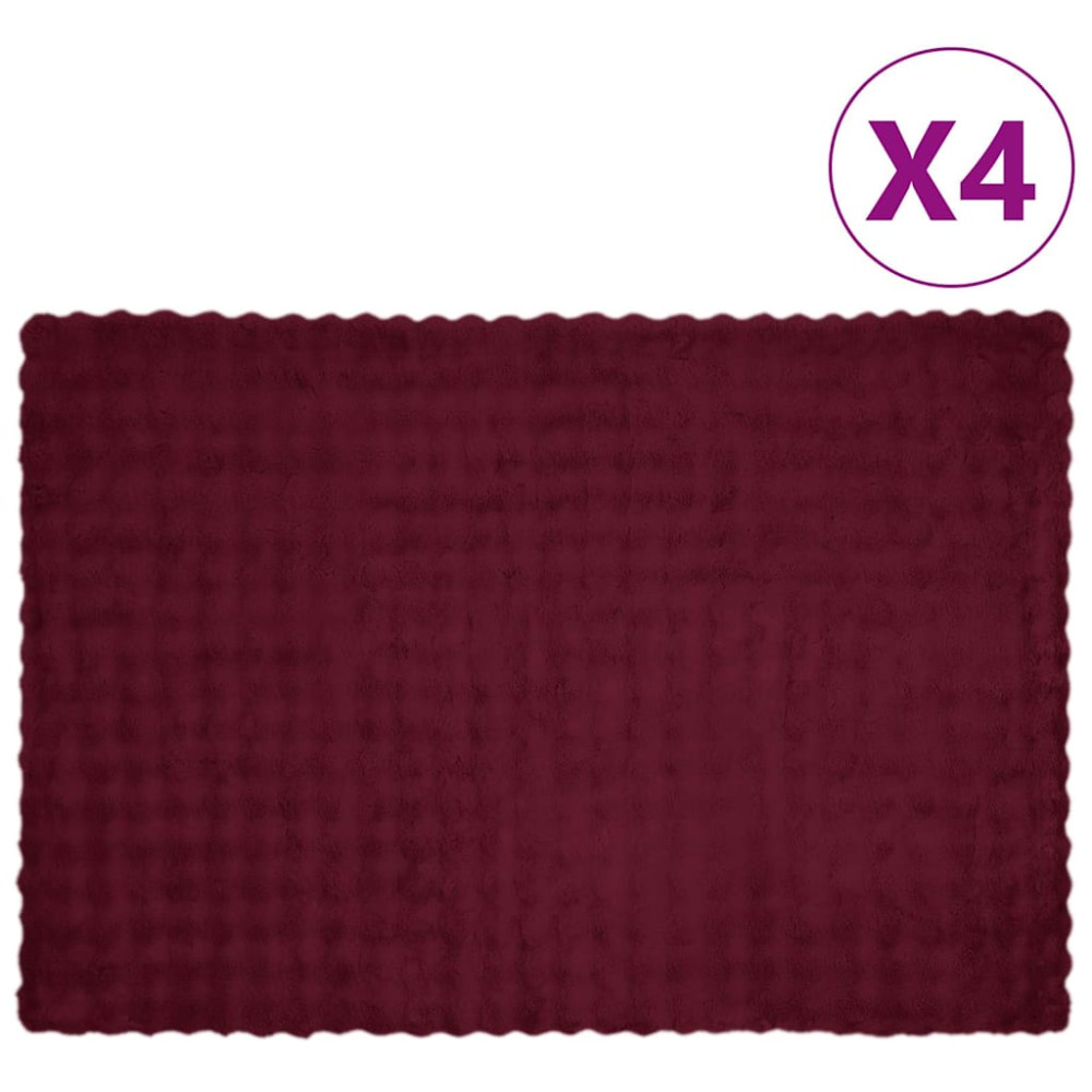 Produktbild för Halkfri filt i konstgjord kaninfäll Olite 4 pcs Bordeaux Röd