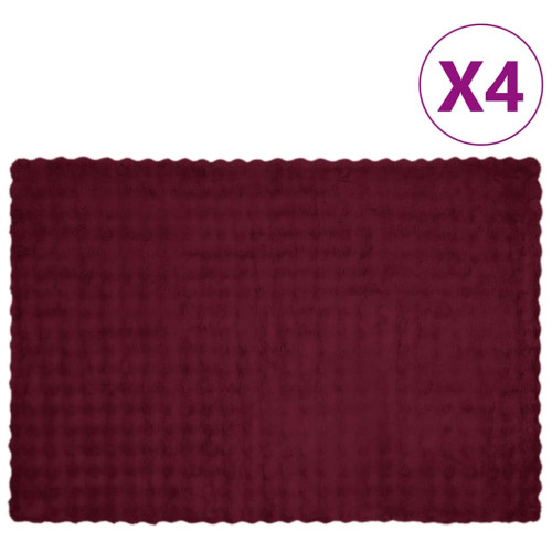 vidaXL Halkfri filt i konstgjord kaninfäll Olite 4 pcs Bordeaux Röd