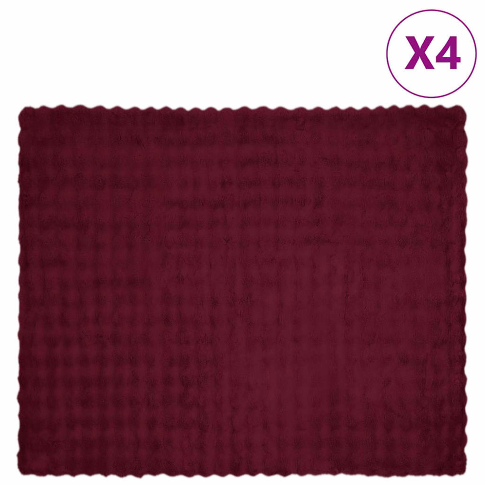 Produktbild för Halkfri filt i konstgjord kaninfäll Olite 4 pcs Bordeaux Röd