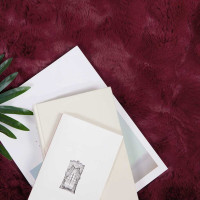 Produktbild för Halkfri filt i konstgjord kaninfäll Olite 4 pcs Bordeaux Röd