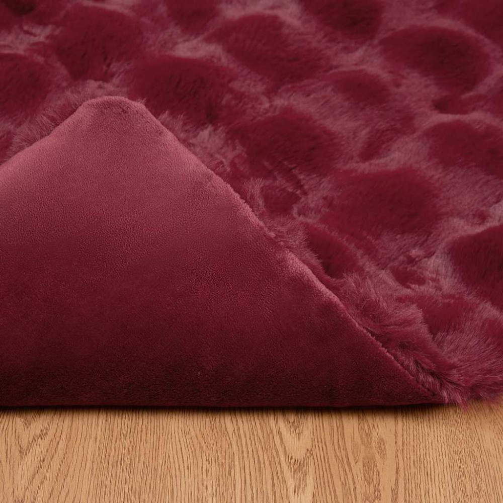 Produktbild för Halkfri filt i konstgjord kaninfäll Olite 4 pcs Bordeaux Röd