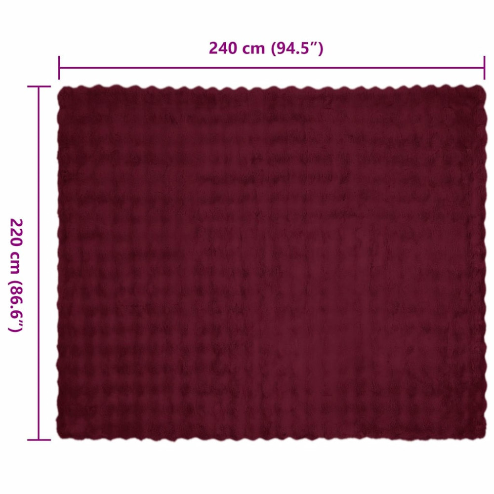Produktbild för Halkfri filt i konstgjord kaninfäll Olite 4 pcs Bordeaux Röd