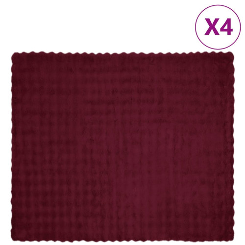 vidaXL Halkfri filt i konstgjord kaninfäll Olite 4 pcs Bordeaux Röd