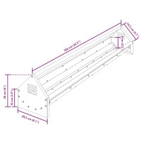 Produktbild för Kycklingmatningsränna Svart 108 x 20,5 x 20 cm Kallvalsat Stål