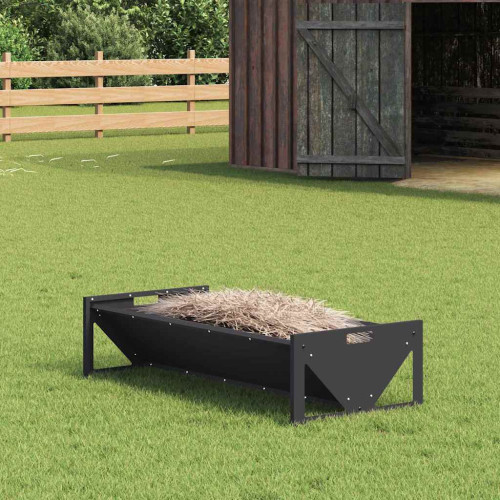 vidaXL Fodertrog för boskap Svart 108 x 50 x 28 cm Kallvalsat Stål