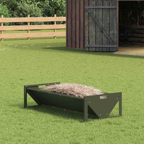 vidaXL Fodertrog för boskap Olivgrön 108 x 50 x 28 cm Kallvalsat Stål
