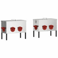 Produktbild för Hönsfodertråg 2 pcs Silver 41,5 x 20,5 x 33 cm