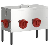 Produktbild för Hönsfodertråg 2 pcs Silver 41,5 x 20,5 x 33 cm