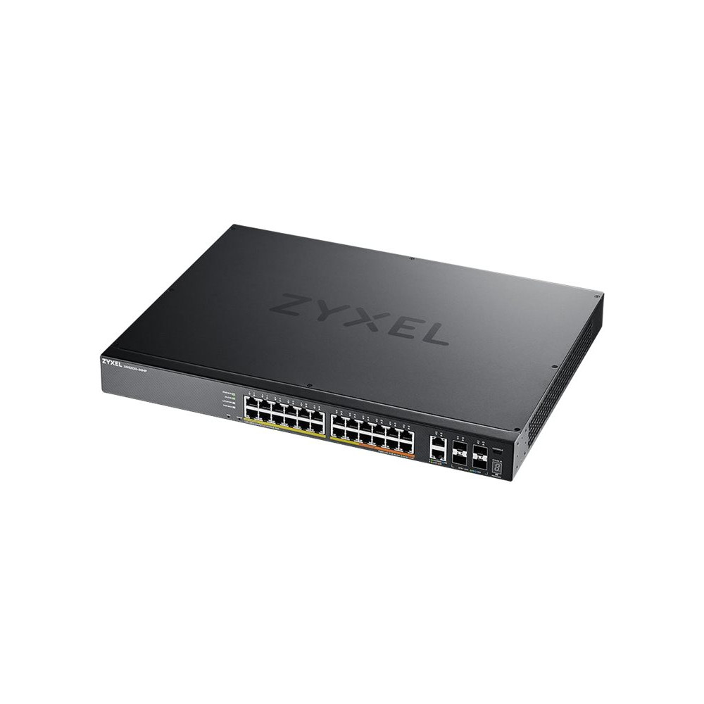 Produktbild för Zyxel XGS2220 Series XGS2220-30HP - switch - 24-portars GbE L3-åtkomst, NebulaFLEX Cloud med 6 10G uplink - 30 portar - Administrerad - rackmonterbar
