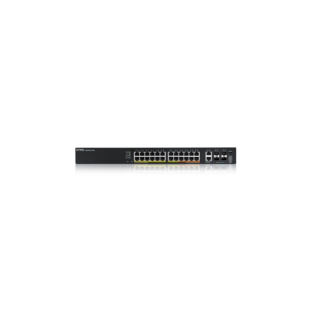Produktbild för Zyxel XGS2220 Series XGS2220-30HP - switch - 24-portars GbE L3-åtkomst, NebulaFLEX Cloud med 6 10G uplink - 30 portar - Administrerad - rackmonterbar