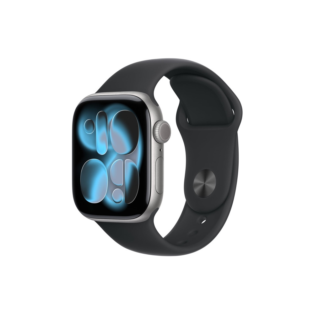 Produktbild för Apple Watch Series 11 (GPS + Cellular) - rymdgrå aluminium - smart klocka med sportband - svart - 64 GB