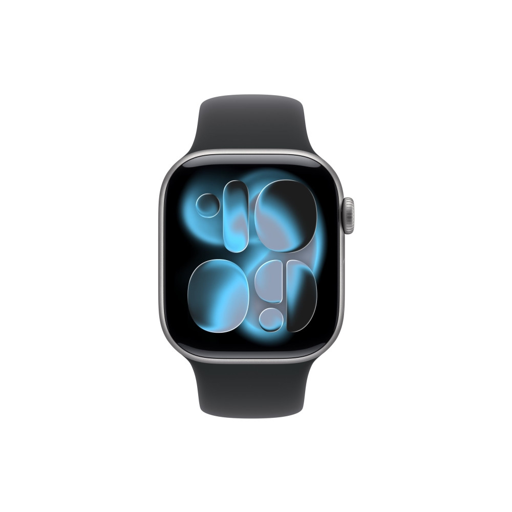 Produktbild för Apple Watch Series 11 (GPS + Cellular) - rymdgrå aluminium - smart klocka med sportband - svart - 64 GB
