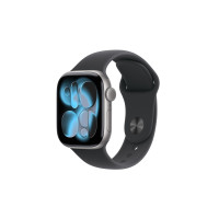 Produktbild för Apple Watch Series 11 (GPS + Cellular) - rymdgrå aluminium - smart klocka med sportband - svart - 64 GB